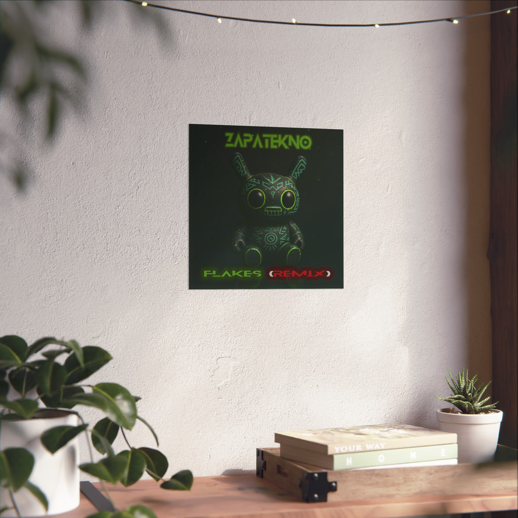 ZAPATEKNO - Flakes (Remix) Album Art Satin Poster | Electronic Music Wall Decor